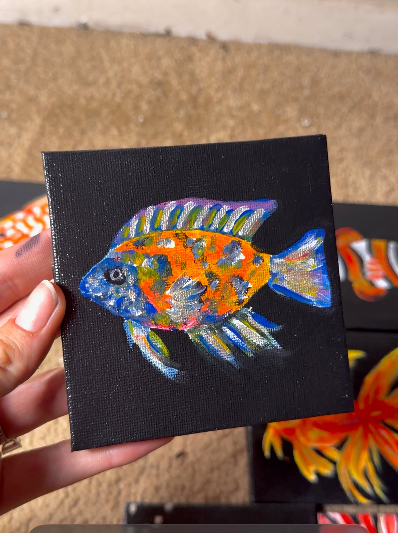 Mini Fish Paintings 4x4 (comes with easel)
