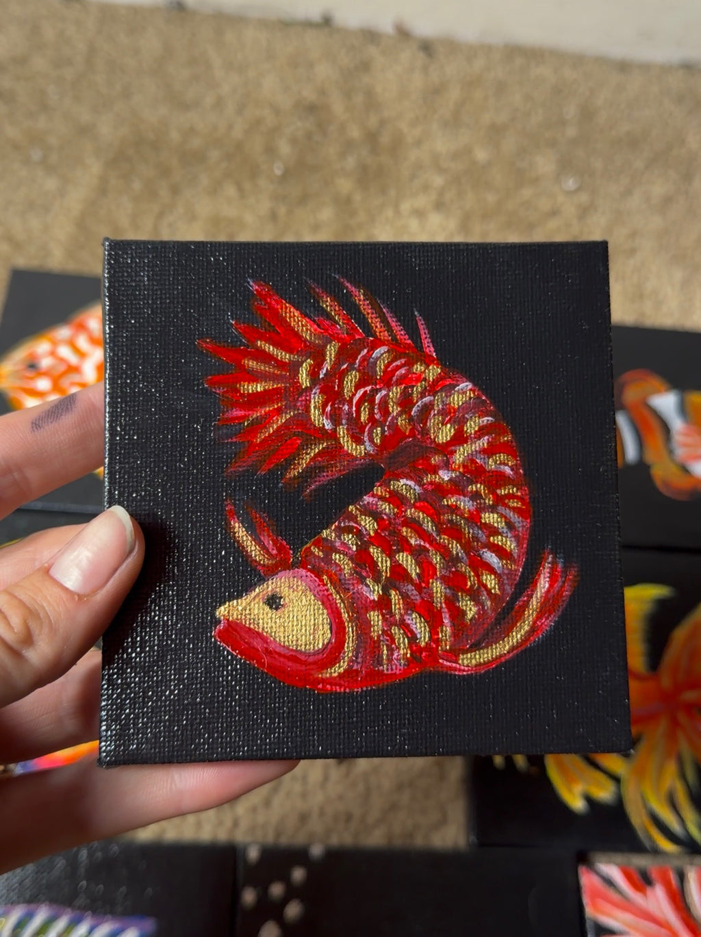 Mini Fish Paintings 4x4 (comes with easel)