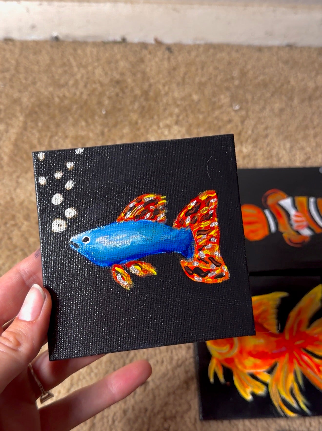 Mini Fish Paintings 4x4 (comes with easel)