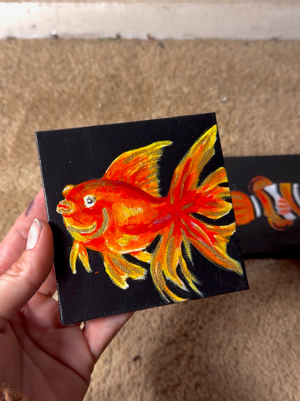 Mini Fish Paintings 4x4 (comes with easel)