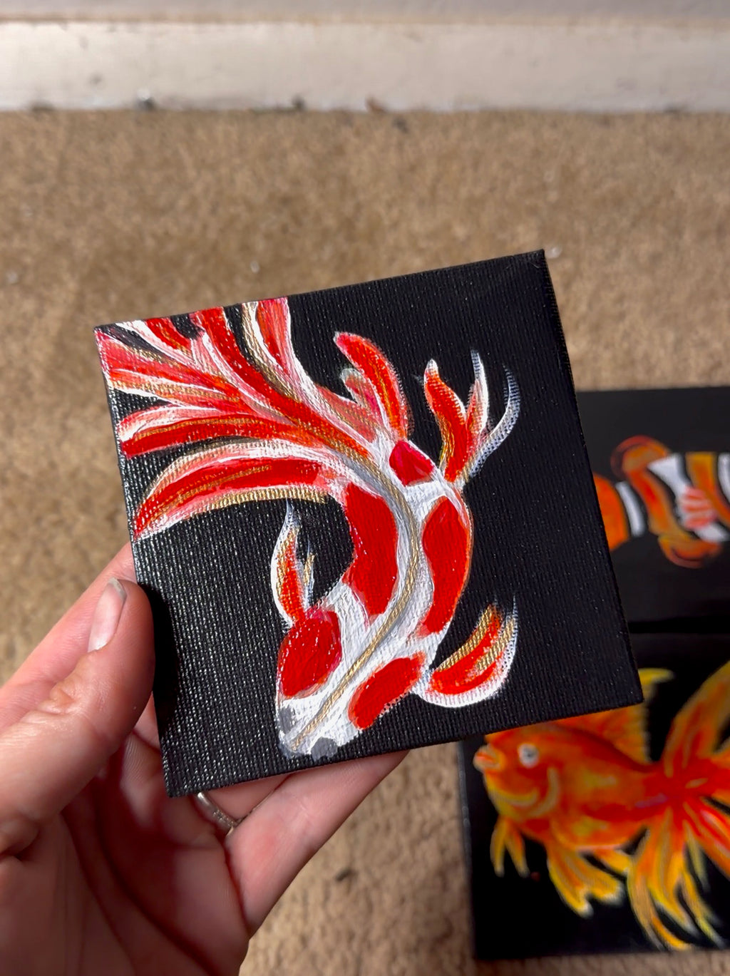 Mini Fish Paintings 4x4 (comes with easel)