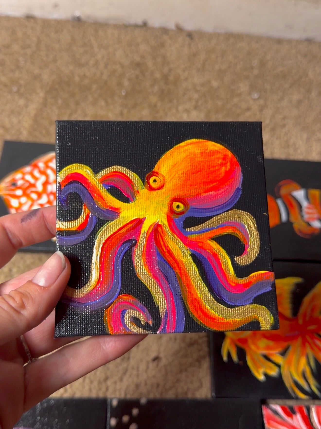 Mini Fish Paintings 4x4 (comes with easel)